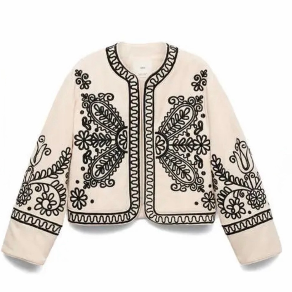 Mango embroidered cropped jacket size M - Picture 2 of 5